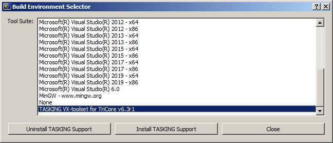 Build Environment Selection